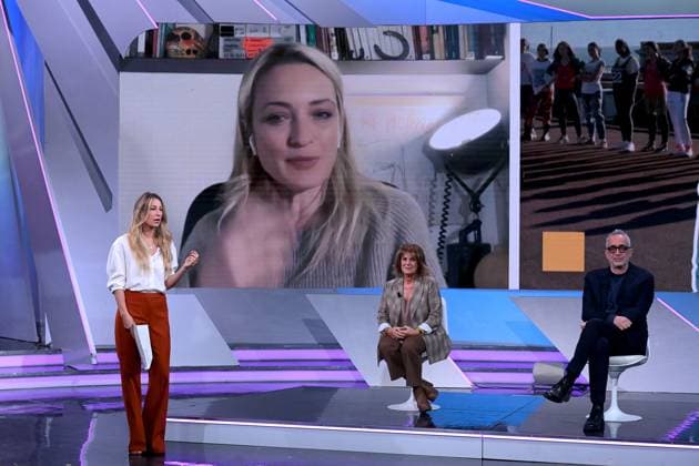 November 15, 2025, Milan, Rome, Italy: TV show TV Talk, Rai 3. Pictured: Mia Ceran, Carlo Puca, and Lella Costa . Milan, Italy 15 November 2025 Milan Italy  - ZUMAa289 20251115_zia_a289_188 Copyright: xAgfx