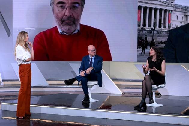 November 15, 2025, Milan, Rome, Italy: November 15, 2025, Milan, TV show TV Talk, Rai 3. Pictured: Mia Ceran, Ginevra Leganza, and Aldo Cazzullo . Milan, Italy 15 November 2025 Milan Italy  - ZUMAa289 20251115_zia_a289_189 Copyright: xAgfx