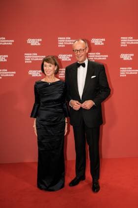 Germany, Culture, Prize for Understanding and Tolerance 2025 Jewish Museum Berlin Federal Chancellor Friedrich Merz CDU with Mrs. Charlotte Merz Copyright: xJamesxZabelx