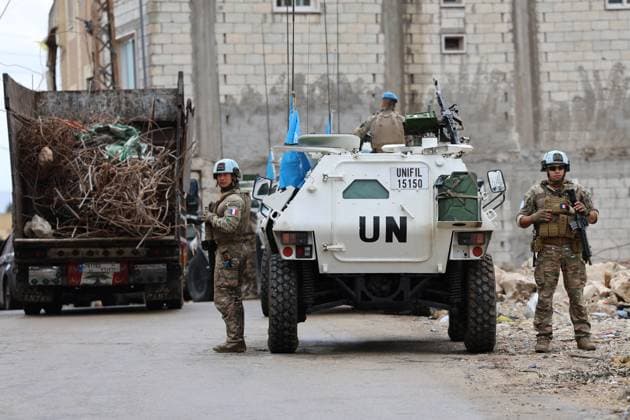 UNIFIL says Israeli-built walls violate UN Security Council Resolution 1701 NABATIEH, LEBANON - NOVEMBER 15: The United Nations Interim Forces in Lebanon (UNIFIL) are seen as they have reported that the Israeli army constructed two walls inside Lebanese territory along the border, in violation of UN Security Council Resolution 1701, near the town of Yaroun, Nabatieh, Lebanon on November 15, 2025. According to UNIFIL’s findings, the structures extend past the Blue Line, the demarcation between Israel and Lebanon. The mission said it continues to monitor the situation and has informed both parties of the breach. Ramiz Dallah Anadolu Nabatieh Lebanon. Editorial use only. Please get in touch for any other usage.  Copyright: x2025xAnadoluxRamizxDallahx