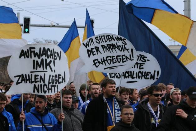 16 11 2025 Demonstration Fandemo in Leipzig Football is safe The fans of Carl Zeiss Jena Leipzig Saxony Germany