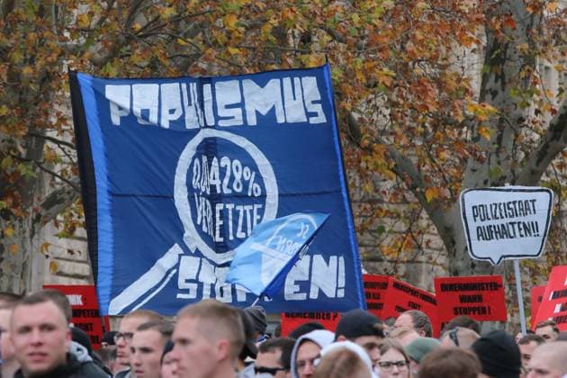 16 11 2025 Demonstration Fandemo in Leipzig Football is safe The fans of SC Paderborn Leipzig Saxony Germany