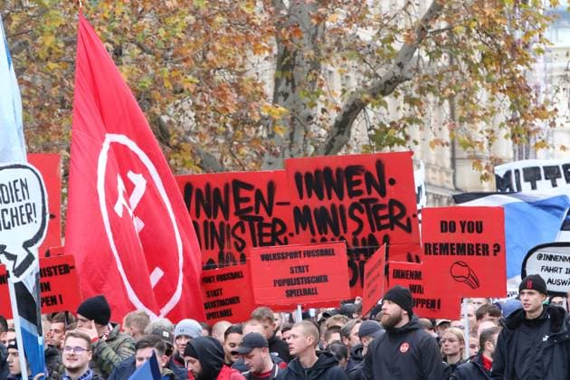 16 11 2025 Demonstration Fandemo in Leipzig Football is safe The fans of 1 FC Nuremberg Leipzig Saxony Germany