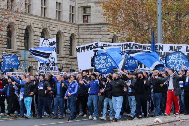 16 11 2025 Demonstration Fandemo in Leipzig Football is safe The fans of HSV Leipzig Saxony Germany