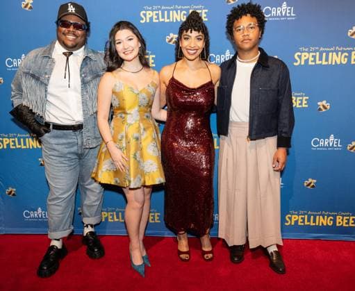 November 16, 2025, Bronx, New York, USA: Brandon L. Armstrong, Emily Nicole Rudolph, Cecilia Snow and Jahbril Cook attend The 25th Annual Putnam County Spelling Bee opening night at New World Stages Theatre in New York, NY on November 16, 2025. Bronx USA - ZUMAr339 20251116_znp_r339_029 Copyright: xLevxRadinx