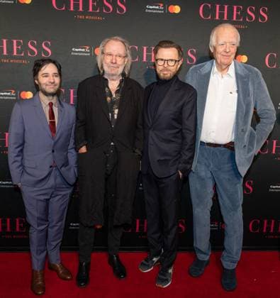 November 16, 2025, Bronx, New York, USA: Danny Strong, Benny Andersson, Bjorn Ulvaeus and Tim Rice attend Chess opening night on Broadway at Imperial Theatre in New York, NY on November 16, 2025 Bronx USA - ZUMAr339 20251116_znp_r339_057 Copyright: xLevxRadinx