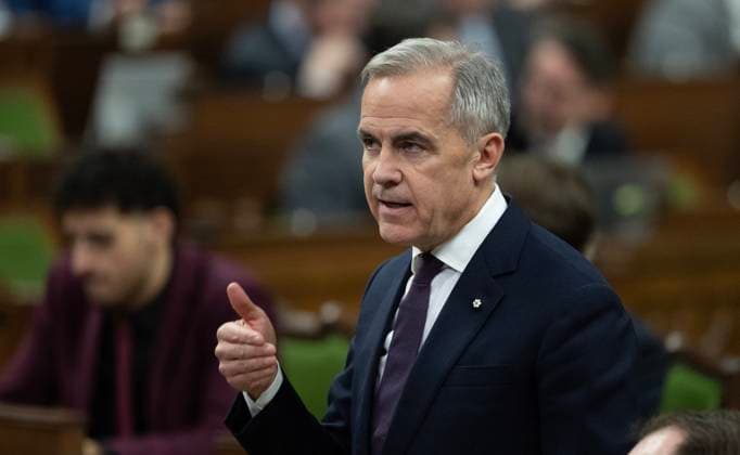 November 17, 2025, Ottawa, On, Canada: Prime Minister Mark Carney rises during Question Period, on Parliament Hill in Ottawa, Monday, Nov. 17, 2025. Ottawa Canada  - ZUMAc35_ 20251117_zaf_c35_063 Copyright: xAdrianxWyldx