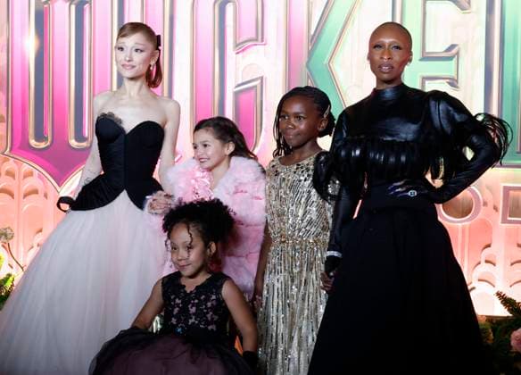 Ariana Grande, Scarlett Spears, Cesily Collette Taylor, Karis Musongole, and Cynthia Erivo arrive on the red carpet at the Wicked: For Good! New York Premiere at David Geffen Hall, Lincoln Center on Monday, November 17, 2025 in New York City  NYP20251117104 JOHNxANGELILLO