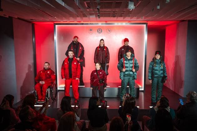 November 18, 2025, Toronto, On, Canada: Athletes model LululemonöÄÃ s new Team Canada uniforms for the Milano Cortina 2026 Winter Olympics, in Toronto, Tuesday, Nov. 18, 2025. Toronto Canada  - ZUMAc35_ 20251118_zaf_c35_048 Copyright: xLauraxProctorx