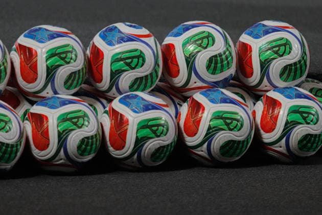 Detail of the Official Trionda ball of the FIFA World Cup, during the MexicoÃ¢â‚¬â ¢s President Claudia Sheinbaum Pardo press conference at the National Palace. on November 18, 2025 in Mexico City, Mexico. Mexico City Mexico - ZUMAe321 20251118_zia_e321_013 Copyright: xCarlosxSantiagox