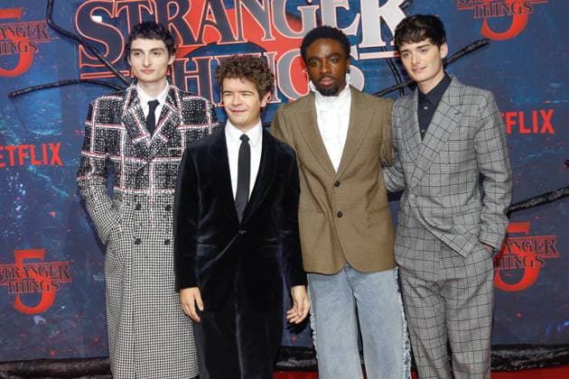 Premiere of Stranger Things season 5 in Berlin Berlin, 18 11 2025 Finn Wolfhard, Gaten Matarazzo, Caleb McLaughlin and Noah Schnapp at the premiere of Stranger Things season 5 in Berlin Berlin Copyright: xMatthiasxGränzdörferx