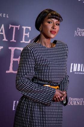 Desperate Journey London Premiere in London - 18 Nov 2025 Sarah Mulindwa attends the London Premiere of Desperate Journey at Odeon Luxe Leicester Square. London United Kingdom Copyright: xLoredanaxSangiulianox xSOPAxImagesx LSangiuliano-2-62