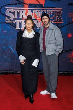 Stranger Things 5 fan event Jenny Augusta and Dominik Porschen at the Netflix Stranger Things season 5 fan event at Tempelhof Airport Hangar 7 on 18 11 2025 in Berlin Copyright: xEventpressxKochanx