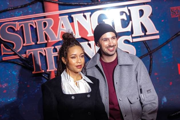 Stranger Things 5 fan event Jenny Augusta and Dominik Porschen at the Netflix Stranger Things season 5 fan event at Tempelhof Airport Hangar 7 on 18 11 2025 in Berlin Copyright: xEventpressxKochanx