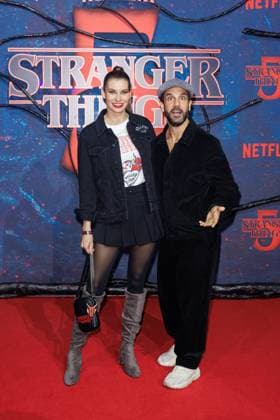 Stranger Things 5 fan event Rebecca Kunikowski and Daniele Rizzo at the Netflix Stranger Things season 5 fan event at Tempelhof Airport Hangar 7 on 18 11 2025 in Berlin Copyright: xEventpressxKochanx