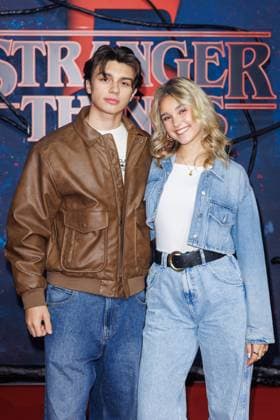 Fan Event Stranger Things 5 Noah Miguel Oechsle Rodriguez and Lara Spengler at the Netflix Stranger Things Season 5 Fan Event at Tempelhof Airport Hangar 7 on 18 11 2025 in Berlin Copyright: xEventpressxKochanx