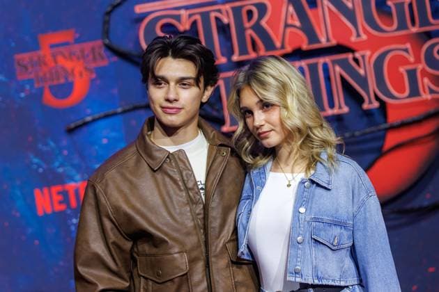 Fan Event Stranger Things 5 Noah Miguel Oechsle Rodriguez and Lara Spengler at the Netflix Stranger Things Season 5 Fan Event at Tempelhof Airport Hangar 7 on 18 11 2025 in Berlin Copyright: xEventpressxKochanx