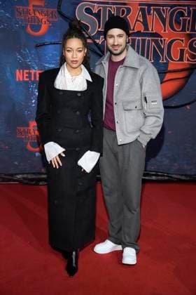 abb Jenny Augsta and Dominik Porschen as guests on the red carpet at the big fan event with screening of the Netflix series STRANGER THINGS 5 at Tempelhof Airport on 18 11 2025 in Berlin Berlin Germany