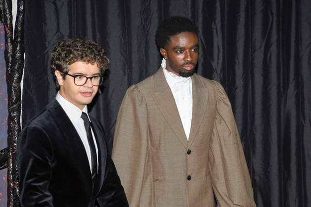 abb Gaten Matarazzo and Caleb McLaughlin as guests on the red carpet at the big fan event with screening of the Netflix series STRANGER THINGS 5 at Tempelhof Airport on 18 11 2025 in Berlin Berlin Germany