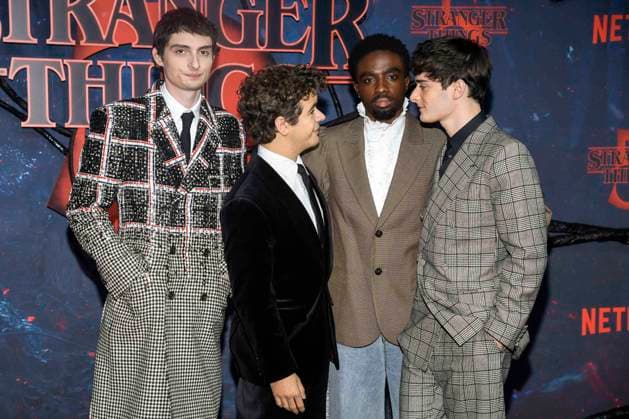 abb Finn Wolfhard, Gaten Matarazzo, Caleb McLaughlin and Noah Schnapp as guests on the red carpet at the big fan event with screening of the Netflix series STRANGER THINGS 5 at Tempelhof Airport on 18 11 2025 in Berlin Berlin Germany
