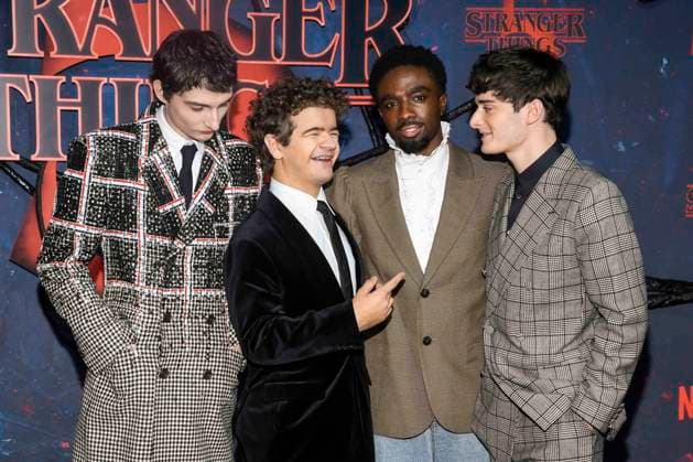 abb Finn Wolfhard, Gaten Matarazzo, Caleb McLaughlin and Noah Schnapp as guests on the red carpet at the big fan event with screening of the Netflix series STRANGER THINGS 5 at Tempelhof Airport on 18 11 2025 in Berlin Berlin Germany