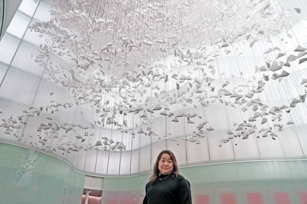 Milan, Preview of the installation Moment the Snow Melts by Chiharu Shiota at Mudec, Museum of Culture in Via Tortona, in the photo the artist Chiharu Shiota  Copyright: xDuilioxPiaggesix xipa-agency.netx xDuilioxPiaggesix IPA_Agency_IPA68125048