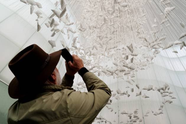 Milan, Preview of the installation Moment the Snow Melts by Chiharu Shiota at Mudec, Museum of Culture in Via Tortona  Copyright: xDuilioxPiaggesix xipa-agency.netx xDuilioxPiaggesix IPA_Agency_IPA68125085