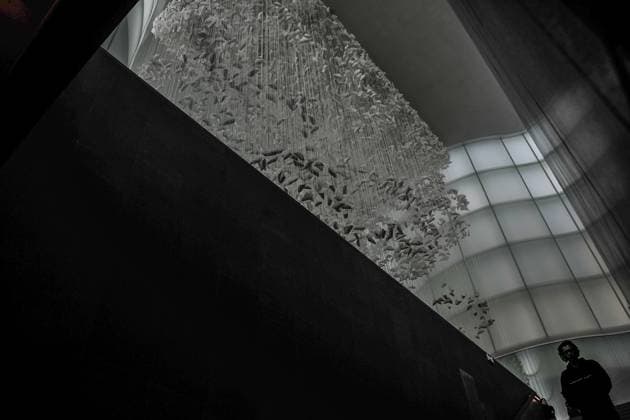 photo Mario Romano IPP Milan 19 11 2025 Presentation of the Installation The Moment the Snow Melts by artist Chiharu Shiota in the photo the work Italy Photo Press World Copyright Installation The Moment the S