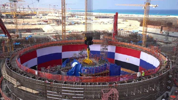 Russia Egypt El Dabaa NPP 9050273 19.11.2025 In this video grab, a view shows the construction site of the El Dabaa Nuclear Power Plant (NPP) during a ceremony to install the reactor vessel at its first power unit in Egypt. Sputnik Moscow Russia  Copyright: xx