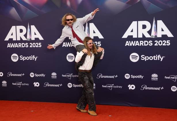 ARIA AWARDS 2025, Alex Gray and Oliver Critchley of Hellcat Speedracer during the 2025 ARIA Awards at Hordern Pavilion in Sydney, Wednesday, November 19, 2025. ( NO ARCHIVING SYDNEY NEW SOUTH WALES AUSTRALIA  Copyright: xSITTHIXAYxDITTHAVONGx 20251120126932669507