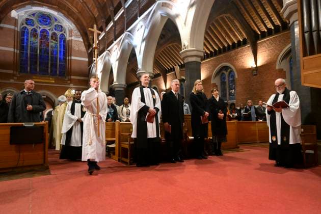 King Philippe Attends Anglican Evensong BRUSSELS, BELGIUM - King Philippe of Belgium and Annelies Verlinden, (CD&V) Minister of Justice, in charge of the North Sea of Federal Government pictured attending an Evensong at Holy Trinity Pro-Cathedral.on November 19, 2025 in Brussels, Belgium, 19 11 2025 Brussels Belgium  Copyright: xPhilipxReynaersx