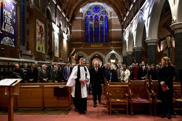 King Philippe - Filip of Belgium pictured during a royal visit to the Evensong in the Pro-Cathedral of the Holy Trinity in Brussels on the occasion of the recognition of Anglican worship in Belgium, on Wednesday 19 November 2025.  DIRKxWAEM 142722319