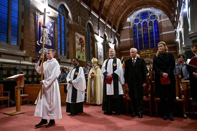 King Philippe - Filip of Belgium pictured during a royal visit to the Evensong in the Pro-Cathedral of the Holy Trinity in Brussels on the occasion of the recognition of Anglican worship in Belgium, on Wednesday 19 November 2025.  DIRKxWAEM 142722355