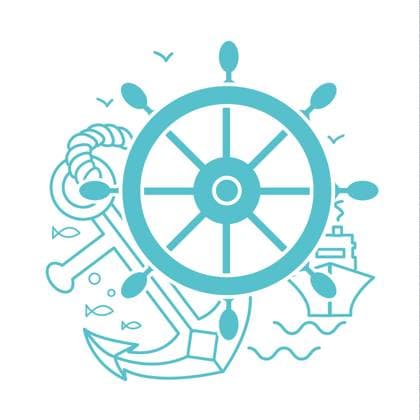 Concept of Seafaring Icon Concept of seafaring in the form of sea rudder, anchor, ship. Icon in the linear style Copyright: xrodnikovayx