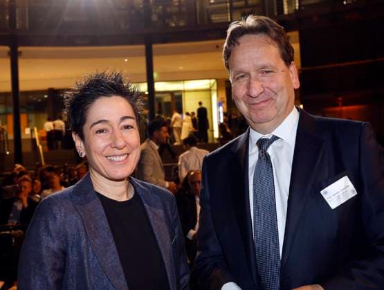 Dunja Hayali, Prof. Karsten Dreinhöfer at the TALISMAN 2025 award ceremony of the Deutschlandstiftung Integration at the Allianz Forum in Berlin
