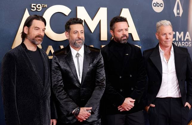 (L-R) Geoff Sprung, Matthew Ramsey, Brad Tursi and Trevor Rosen arrive on the red carpet for the 59th CMA Awards in Nashville, Tennessee, on Wednesday, November 19, 2025.  NAS20251119199 JOHNxANGELILLO