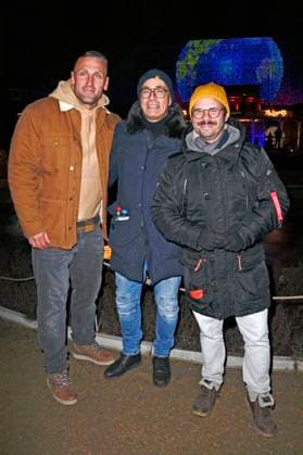 Kevin Kuske, Jan Sosniok und Thomas Drechsel bei der Eröffnung des Christmas Garden 2025 im Botanischen Garten Berlin. Berlin, 19.11.2025 Foto:xN.xKubelkax xFuturexImagex christmas_garden_5112