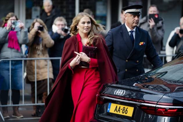 THE HAGUE King Willem-Alexander and Princess Amalia arrive at the Grote Kerk (Great Church) for the Special Joint Session of the Senate and House of Representatives, marking the eightieth anniversary of the first joint parliamentary session since the Second World War. The session reflected on the end of the war and the meaning of freedom in a time of conflict and polarization. ANP JEROEN JUMELET netherlands out - belgium out  Copyright: xx x542569517x originalFilename: 542569517.jpg