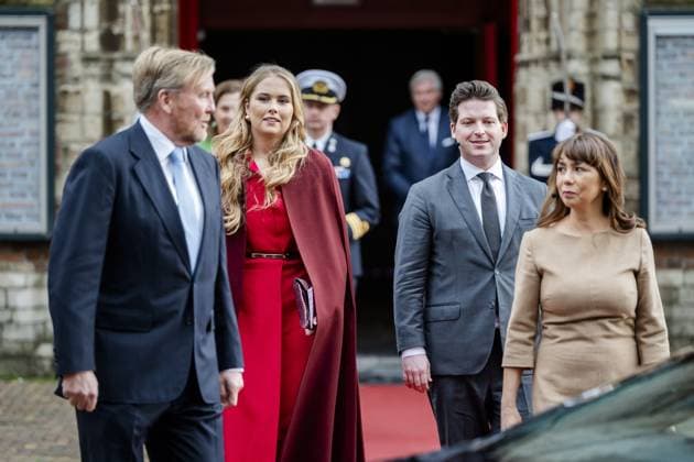 THE HAGUE King Willem-Alexander and Princess Amalia leave the Grote Kerk after the Special Joint Session of the Senate and House of Representatives, marking the eightieth anniversary of the first joint parliamentary session since the Second World War. The session reflected on the end of the war and the meaning of freedom in a time of conflict and polarization. ANP JEROEN JUMELET netherlands out - belgium out  Copyright: xx x542573733x originalFilename: 542573733.jpg