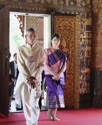 Japan Princess Aiko in Laos Japanese Princess Aiko (R) visits Vat Xieng Thong temple in the ancient Lao capital of Luang Prabang during her official trip to Laos on Nov. 20, 2025. (Pool photo)  A14AA0005048672P