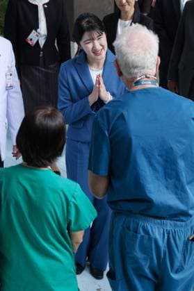 Japan Princess Aiko in Laos Japanese Princess Aiko (back) arrives at Lao Friends Hospital for Children in the ancient Lao capital of Luang Prabang during her official trip to Laos on Nov. 20, 2025. (Pool photo)  A14AA0005048791P