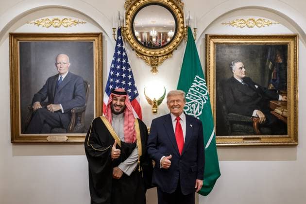 Crown Prince and Prime Minister Mohammed bin Salman Al Saud of Saudi Arabia visits the White House President Donald Trump and Crown Prince and Prime Minister Mohammed bin Salman Al Saud of Saudi Arabia pose for a portrait in the Cabinet Room of the White House, Tuesday, November 18, 2025., Credit:Daniel Torok Avalon  Copyright: xDanielxTorokx xAvalonx 1053547986