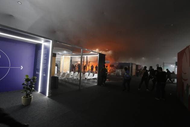 Fire broke out in the blue zone pavilion on Thursday afternoon (20), during COP30 in BelÃ m (PA). A fire broke out in the Blue Zone pavilion during COP30 in BelÃ m, Para, on Thursday, November 20, 2025. BELEM PARÃ BRASIL Copyright: xPAULOxLISBOAx