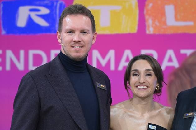 f l Julian NAGELSMANN, national soccer coach with partner Lena WURZENBERGER, 30 RTL Spendenmarathon Wir helfen Kindern , television, 20 21 11 2024 in Huerth, Germany,