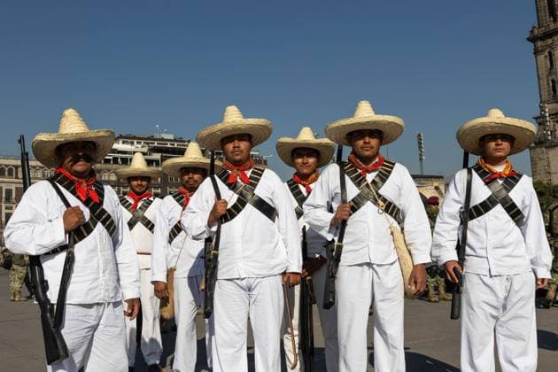 November 20, 2025, Mexico City, Mexico: Parade commemorating the 115th anniversary of the start of the Mexican Revolution, in which various contingents from the Army, Air Force, and National Guard participated, some characterized as historical figures. The president of Mexico, CLAUDIA SHEINBAUM PARDO, led the event with the presence of military and civil authorities. The route went from the main square of Mexico City to the Monument to the Revolution. Mexico City Mexico - ZUMAl178 20251120_znp_l178_009 Copyright: xCristianxLeyvax