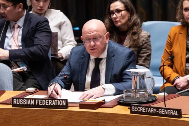November 20, 2025, Bronx, New York, USA: Ambassador Vassily Nebenzia of Russia speaks during Security Council meeting on Maintenance of peace and security of Ukraine at UN Headquarters in New York, NY on November 20, 2025. Bronx USA - ZUMAr339 20251120_znp_r339_030 Copyright: xLevxRadinx