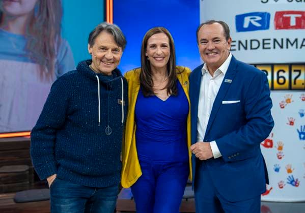 From left to right Actor Wolfgang Bahro, actress Ulrike Frank and presenter Wolfram Kons at the 30th RTL Charity Marathon 2025 in Studio 8 of the EMG Studios in Hürth, 20 11 2025 30th RTL Charity Marathon 2025 in Studio 8 of the EMG Studios in Hürth Copyright: MarcoxBader