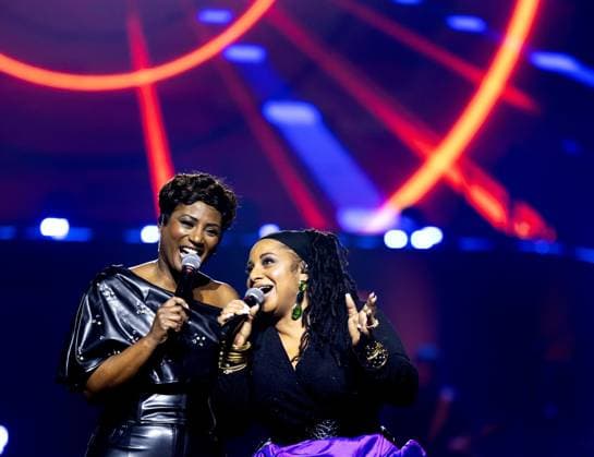 AMSTERDAM Edsilia Rombley and Imaani at the 5th anniversary of the Grand Eurovision Song Contest at the Ziggo Dome. ANP SANDER KONING netherlands out - belgium out  Copyright: xx x542622943x originalFilename: 542622943.jpg