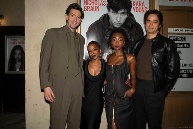 November 20, 2025, New York, New York, USA: NICHOLAS BRAUN, KARA YOUNG, CHINNA PALMER and SKY SMITH Attend Opening Night of Ã¢â‚¬oeGruesome Playground InjuriesÃ¢â‚¬Â at Lucille Lortel Theatre in New York. 20 November 2025 New York USA - ZUMAa265 20251120_zep_a265_029 Copyright: xEricxAcquayex