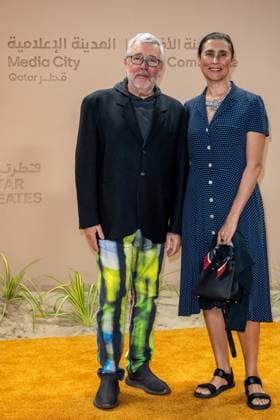 Opening of Doha Film Festival - Doha Philippe Starck and wife Jasmine arrive to the opening ceremony of Doha Film Festival 2025, at Katara cultural village, in Doha, Qatar, on November 20, 2025. Photo by Ammar Abd Rabbo ABACAPRESS.COM Doha Qatar  Copyright: xAbdxRabboxAmmar ABACAx